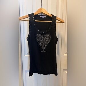 Pacific Girl Aruba Rhinestone Heart Tank XL